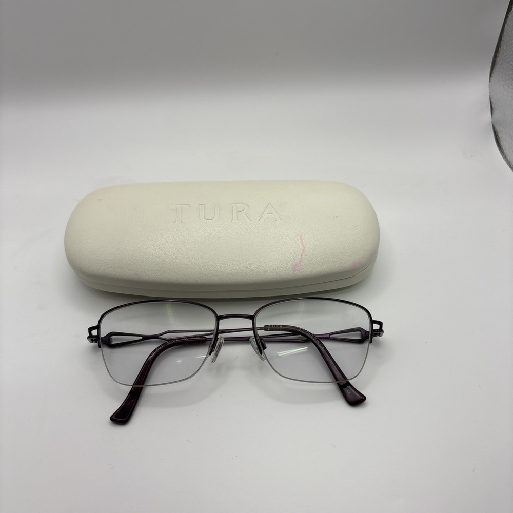 TURA Purple‎ R135 B:36 AUTHENTIC DESIGNER EYEGLASS FRAMES only 52-16 W/ Case